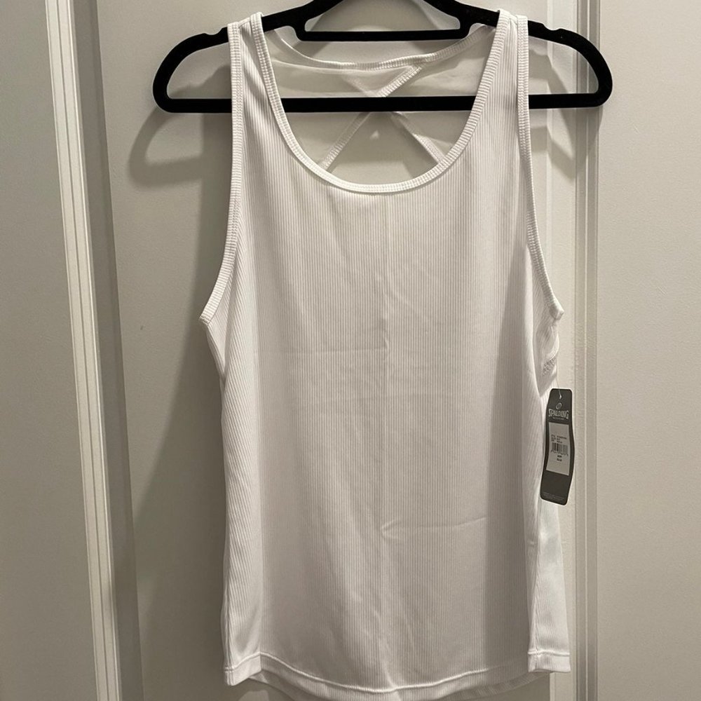 NWT Spalding Rib Tank Top Wht M